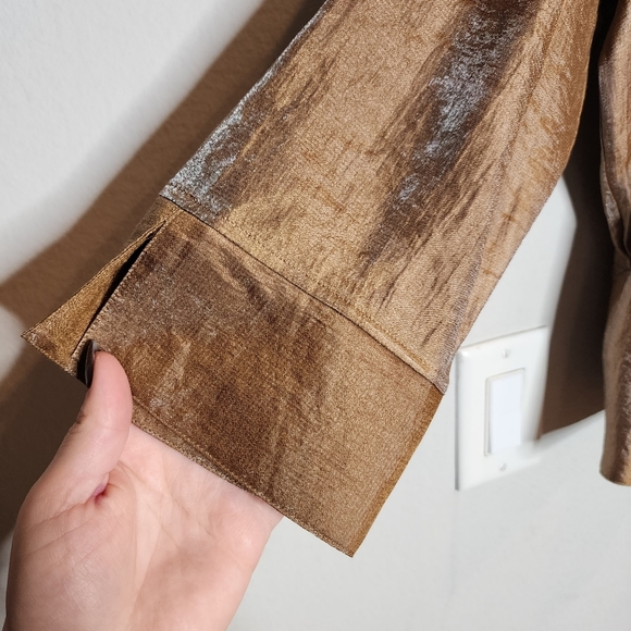 Coldwater Creek wrap shimmery Copper bronze blouse. Women's size XL - Picture 8 of 15